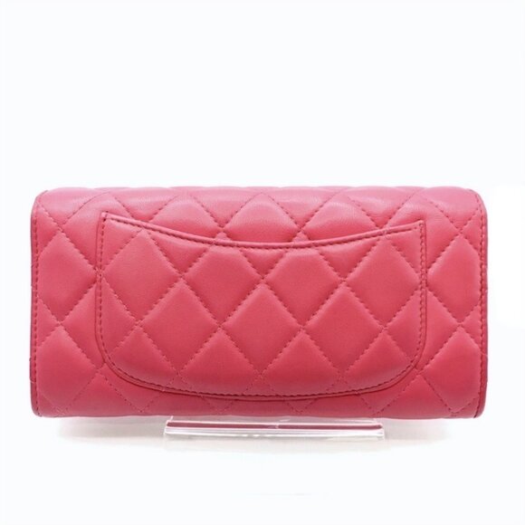 Chanel Continental Long Wallet Coral Pink Quilted Metallase Leather Classic Flap - Picture 3 of 10